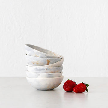 HADLEY RESIN PINCH BOWL BUNDLE X6  |  10CM  |  MARBLED STEEL + SAND