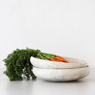 HADLEY RESIN SHALLOW BOWL BUNDLE X2  |  MEDIUM 37CM |  MARBLED STEEL + SAND