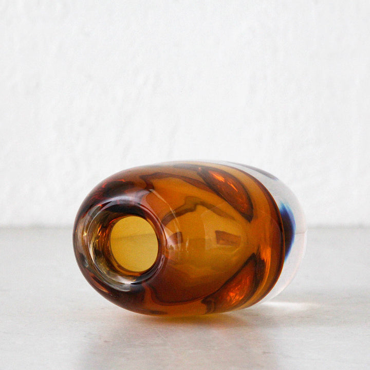 HANS HAND BLOWN VASE  |  AMBER + CLEAR GLASS