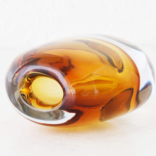 LIVING BY DESIGN EXCLUSIVE  |  HANS HAND BLOWN VASE  |  AMBER + CLEAR GLASS