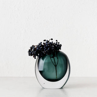 LIVING BY DESIGN EXCLUSIVE  |  HANS HAND BLOWN VASE  |  GREEN + CLEAR GLASS