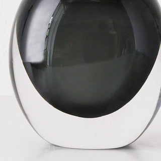 LIVING BY DESIGN EXCLUSIVE  |  HANS HAND BLOWN VASE  |  CHARCOAL + CLEAR GLASS