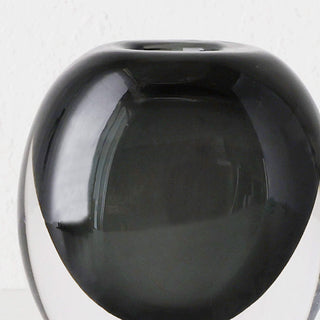 LIVING BY DESIGN EXCLUSIVE  |  HANS HAND BLOWN VASE  |  CHARCOAL + CLEAR GLASS