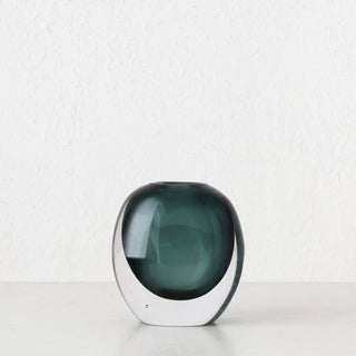 LIVING BY DESIGN EXCLUSIVE  |  HANS HAND BLOWN VASE  |  GREEN + CLEAR GLASS
