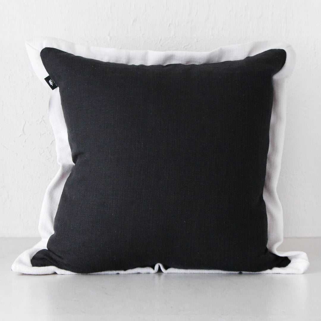 HARVEY LINE CUSHION | 55 x 55 | BLACK + WHITE EDGING