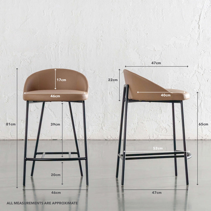 HAWLEY BAR CHAIR  |  CANYON TAN VEGAN LEATHER | MEASUREMENTS