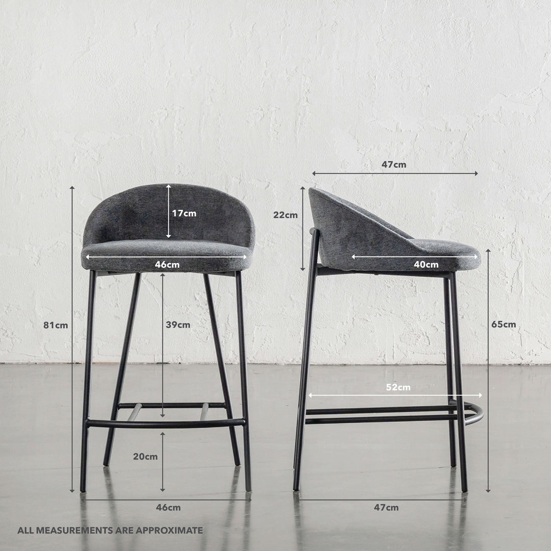 HAWLEY BAR CHAIR  |  GRANITE SHADOW WEAVE | MEASUREMENTS