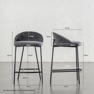 HAWLEY BAR CHAIR  |  GRANITE SHADOW WEAVE | MEASUREMENTS