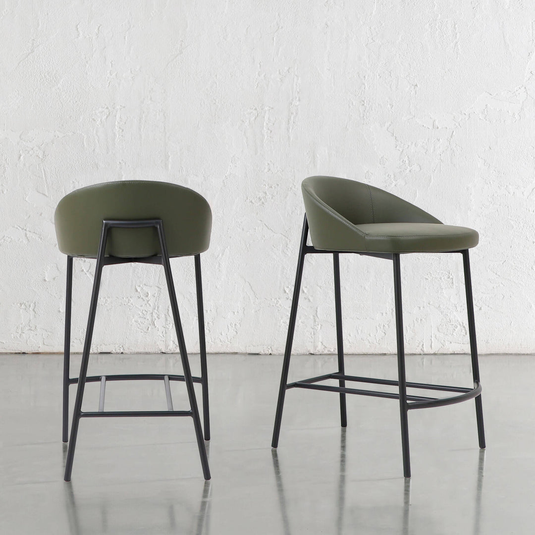 HAWLEY BAR CHAIR  |  MEDITERRANEAN DEEP OLIVE VEGAN LEATHER