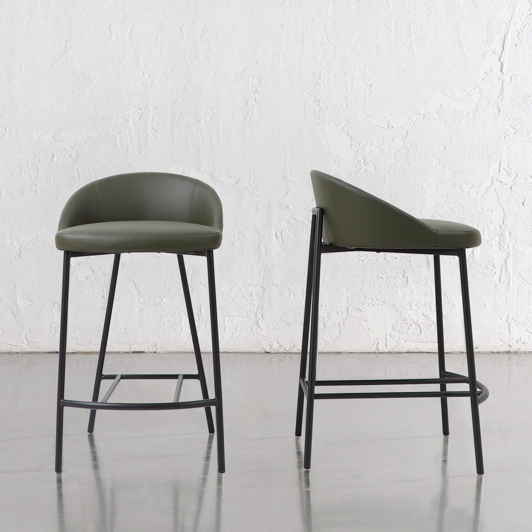 HAWLEY BAR CHAIR  |  MEDITERRANEAN DEEP OLIVE VEGAN LEATHER