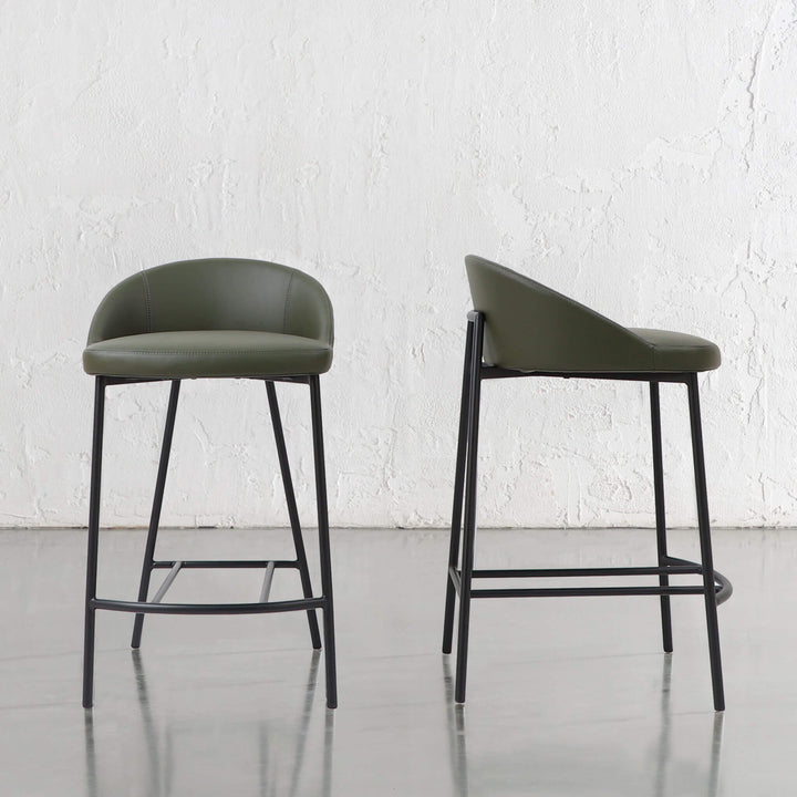 HAWLEY BAR CHAIR  |  MEDITERRANEAN DEEP OLIVE VEGAN LEATHER