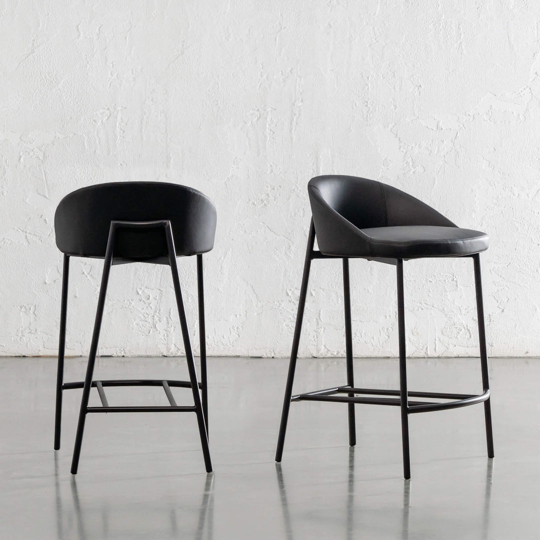 HAWLEY BAR CHAIR | NOIR BLACK VEGAN LEATHER