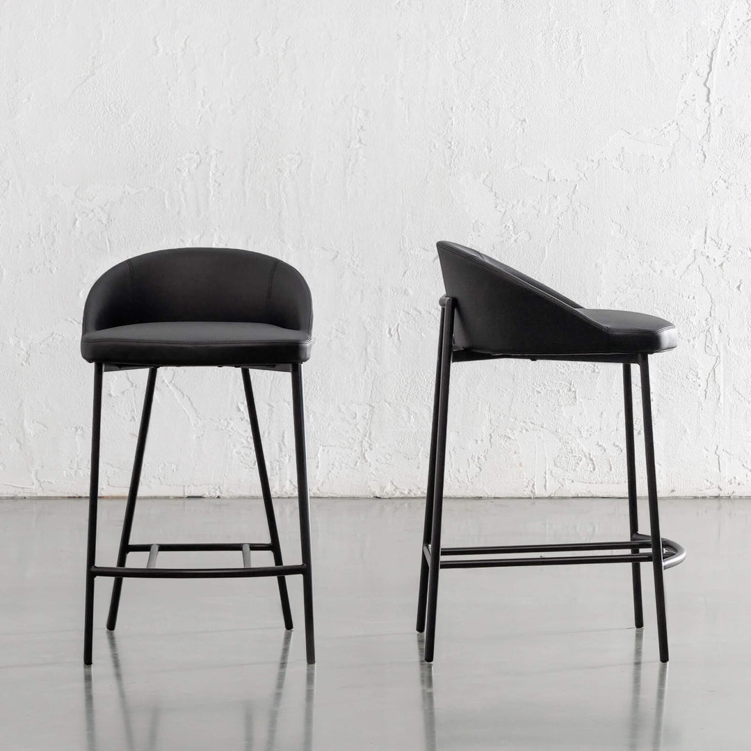 HAWLEY BAR CHAIR | NOIR BLACK VEGAN LEATHER