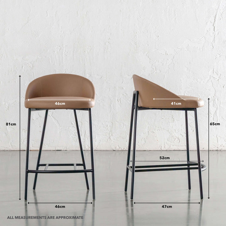 HAWLEY BAR CHAIR  |  CANYON TAN VEGAN LEATHER | MEASUREMENTS