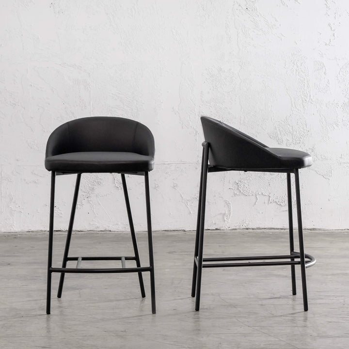 HAWLEY BAR CHAIR | VEGAN LEATHER | NOIR BLACK