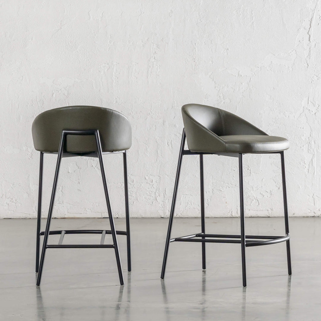 HAWLEY BAR CHAIR  |  MEDITERRANEAN DEEP OLIVE VEGAN LEATHER