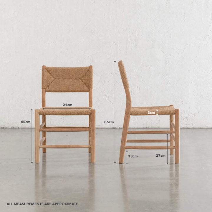 HERRINGTON DINING CHAIRS  |  WOVEN WARM ASH + BLEACHED TEAK  |  MEASUREMENTS