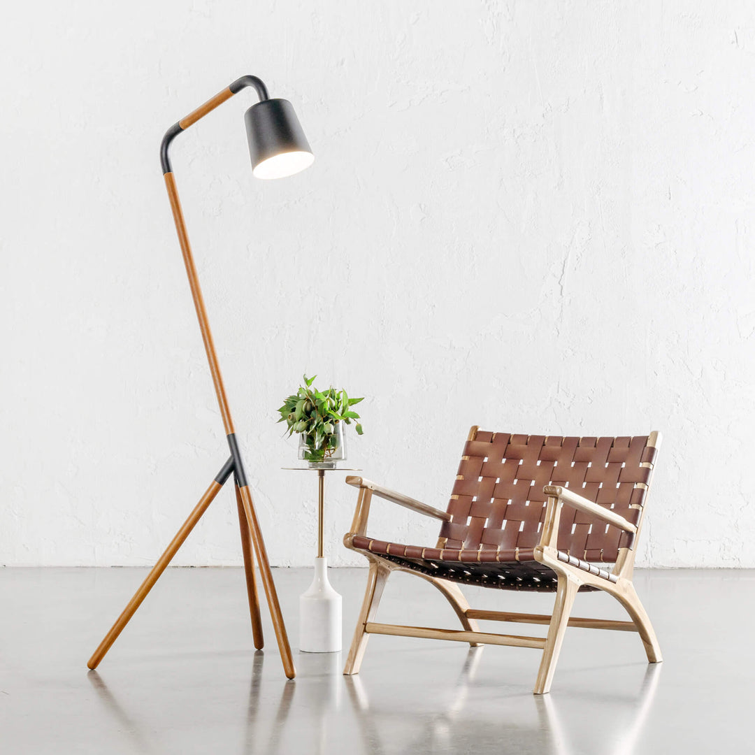 HOPPER FLOOR LAMP | WALNUT + BLACK | STYLED