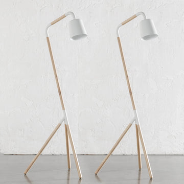HOPPER FLOOR LAMP  |  WOOD + WHITE  |  BUNDLE X 2