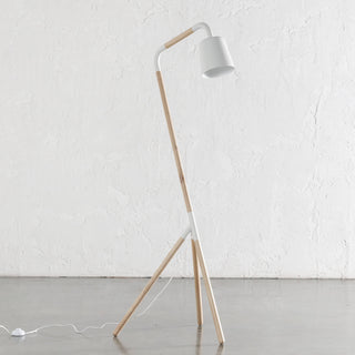 HOPPER FLOOR LAMP  |  WOOD + WHITE