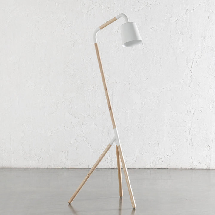 HOPPER FLOOR LAMP  |  WOOD + WHITE