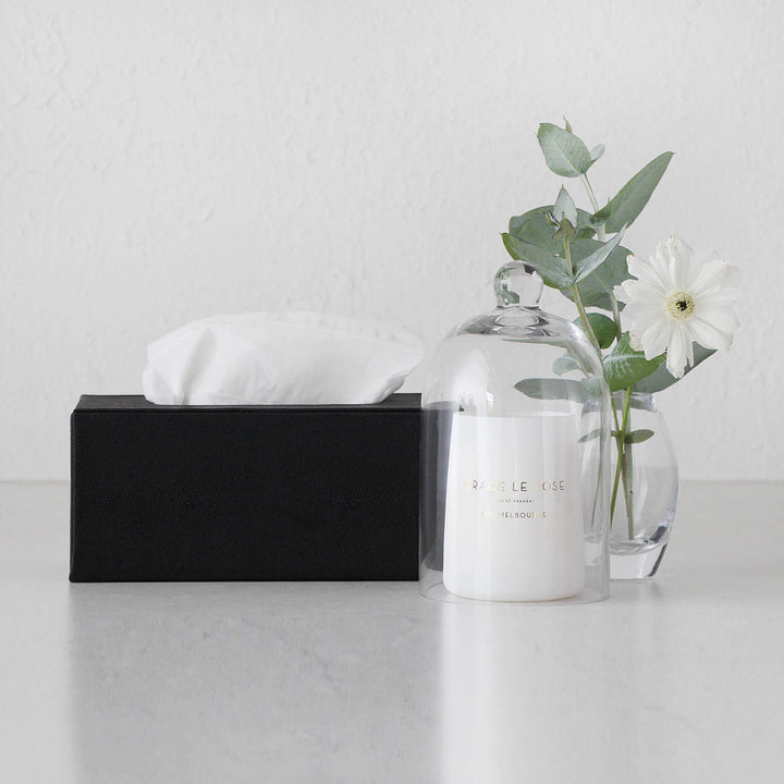 HUNTER PYTHON RECTANGLE TISSUE BOX  |  BLACK NOIR