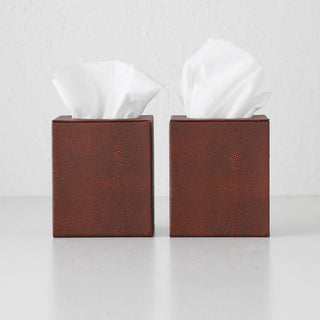 HUNTER PYTHON SQUARE TISSUE BOX HOLDER  |  BUNDLE X2  |  DARK WALNUT