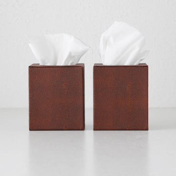 HUNTER PYTHON SQUARE TISSUE BOX HOLDER  |  BUNDLE X2  |  DARK WALNUT