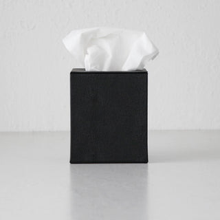 HUNTER PYTHON SQUARE TISSUE BOX  |  BLACK NOIR