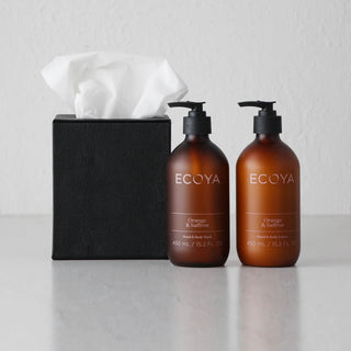 HUNTER PYTHON SQUARE TISSUE BOX COVER  |  BUNDLE X2  |  BLACK NOIR