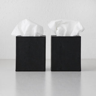 HUNTER PYTHON SQUARE TISSUE BOX COVER  |  BUNDLE X2  |  BLACK NOIR