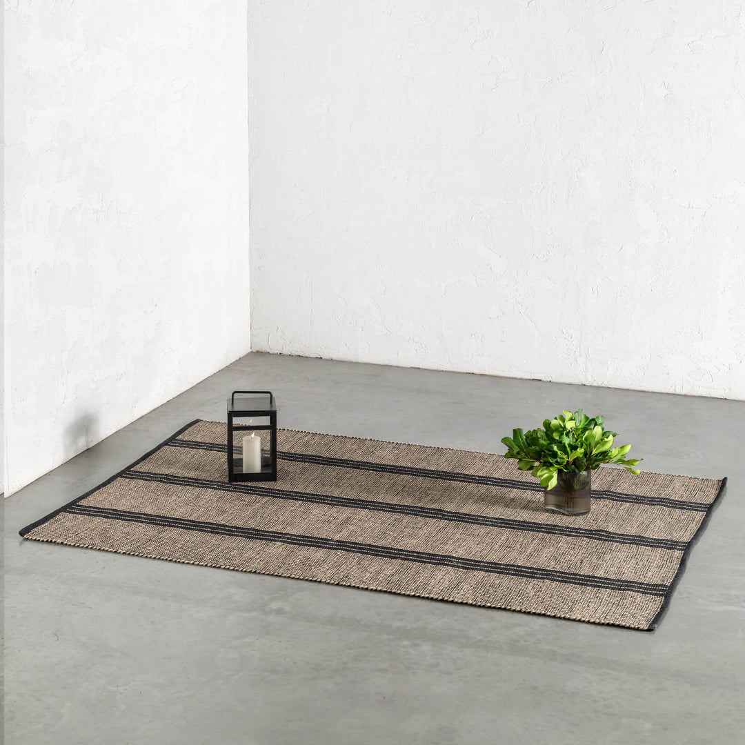 HAYMAN JUTE RUGS  |  NATURAL + BALTIC STONE STRIPE