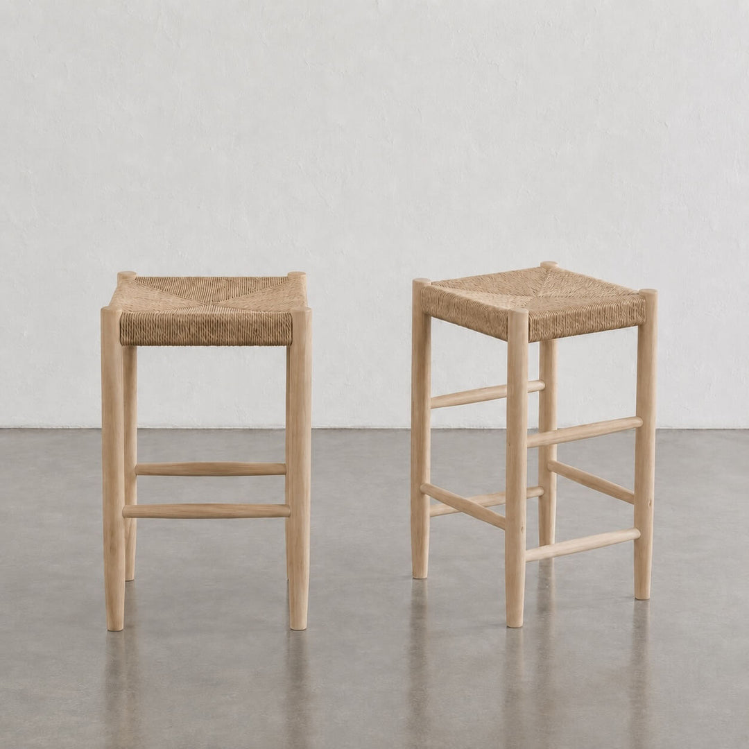 HERRINGTON COUNTER STOOL | WOVEN WARM ASH + BLEACHED TEAK