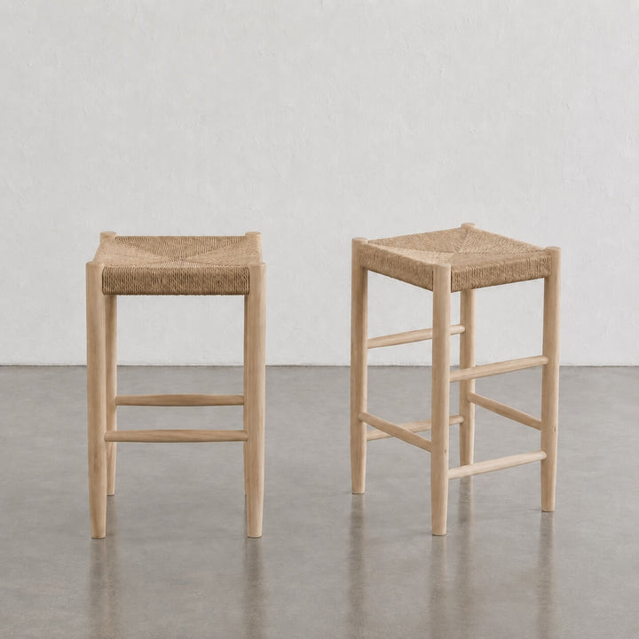 HERRINGTON COUNTER STOOL | WOVEN WARM ASH + BLEACHED TEAK