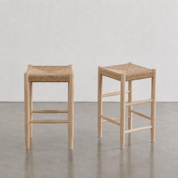 HERRINGTON COUNTER STOOL | WOVEN WARM ASH + BLEACHED TEAK