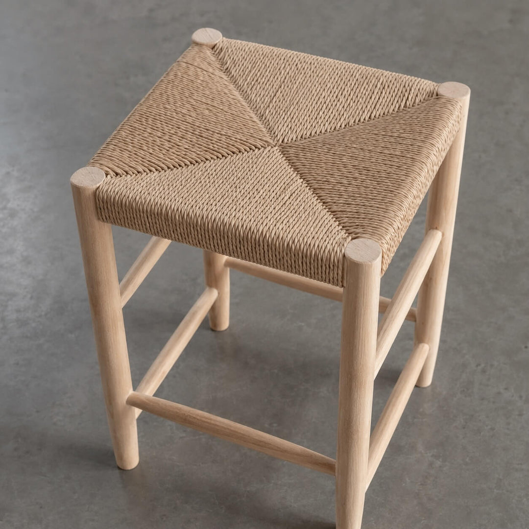 HERRINGTON COUNTER STOOL | WOVEN WARM ASH + BLEACHED TEAK