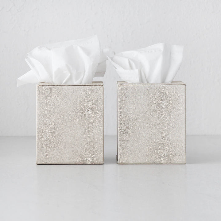 HUNTER SNAKE SQUARE TISSUE BOX COVER  |  BUNDLE X2  |  SAHARA OFF WHITE