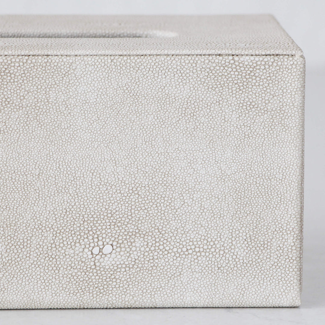 HUNTER SNAKE SQUARE TISSUE BOX COVER  |  CLOSE UP  |  SAHARA OFF WHITE