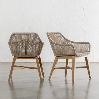 INIZIA WOVEN RATTAN INDOOR / OUTDOOR DINING CHAIR ANGLED  |  BIRCH ASH