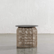 INIZIA WOVEN RATTAN INDOOR / OUTDOOR SIDE TABLE UNSTYLED |  BIRCH ASH