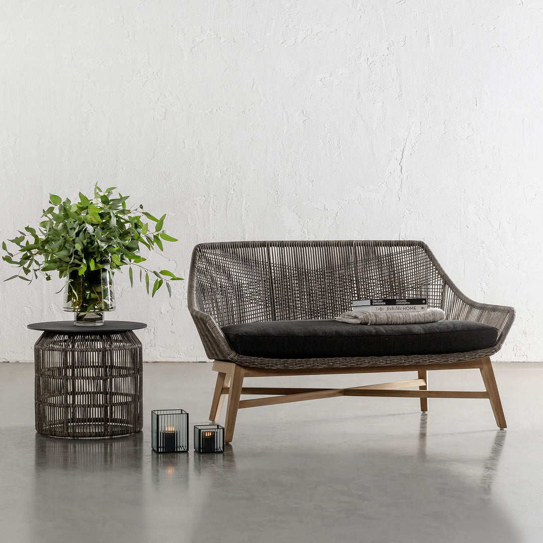 INIZIA WOVEN RATTAN INDOOR / OUTDOOR 2 SEAT SOFA | PUMICE SHADOW