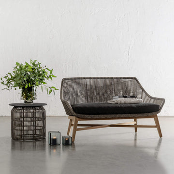 INIZIA WOVEN RATTAN INDOOR / OUTDOOR 2 SEAT SOFA | PUMICE SHADOW