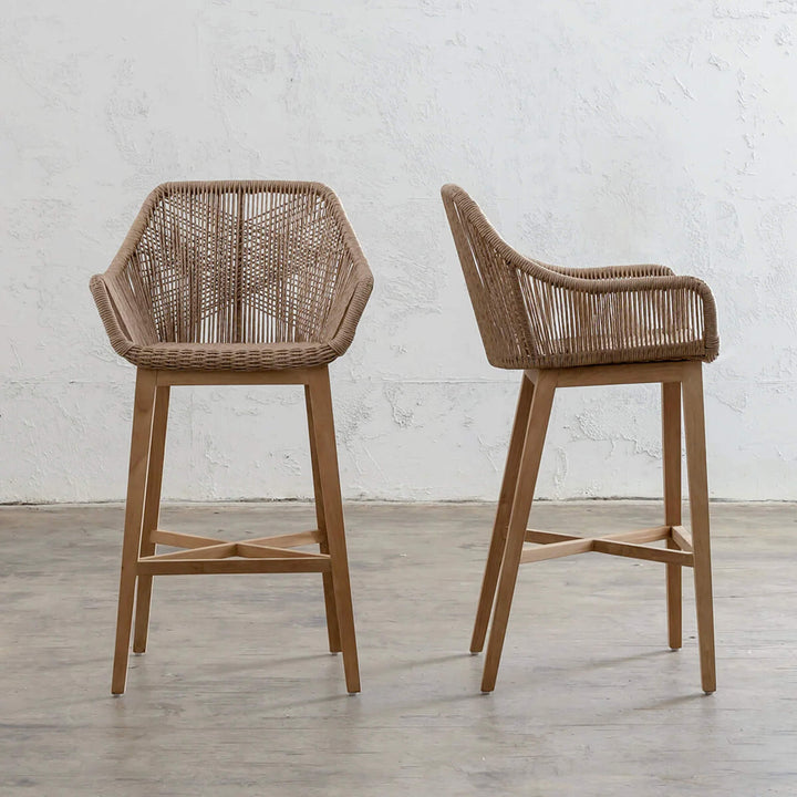 INIZIA WOVEN RATTAN INDOOR / OUTDOOR BAR STOOL | WARM HUSK