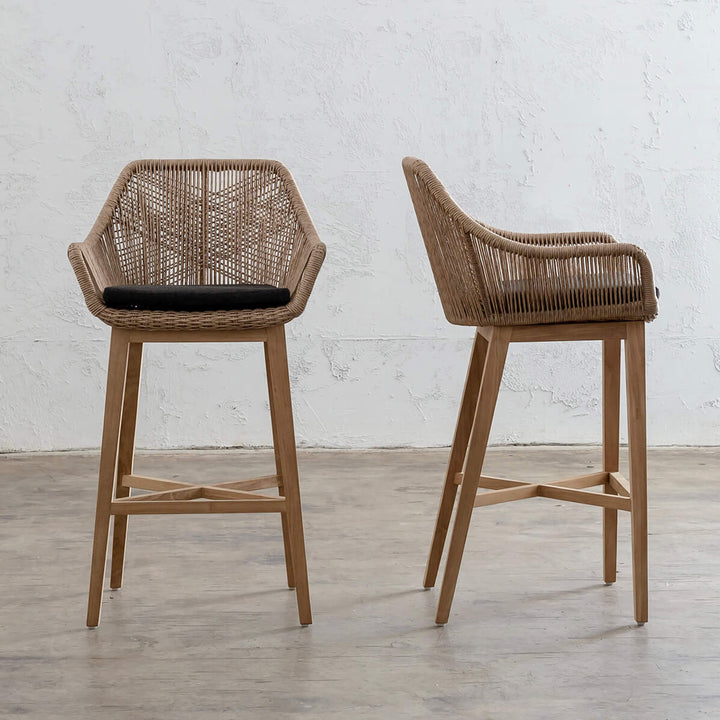 INIZIA WOVEN RATTAN INDOOR / OUTDOOR BAR STOOL | WARM HUSK