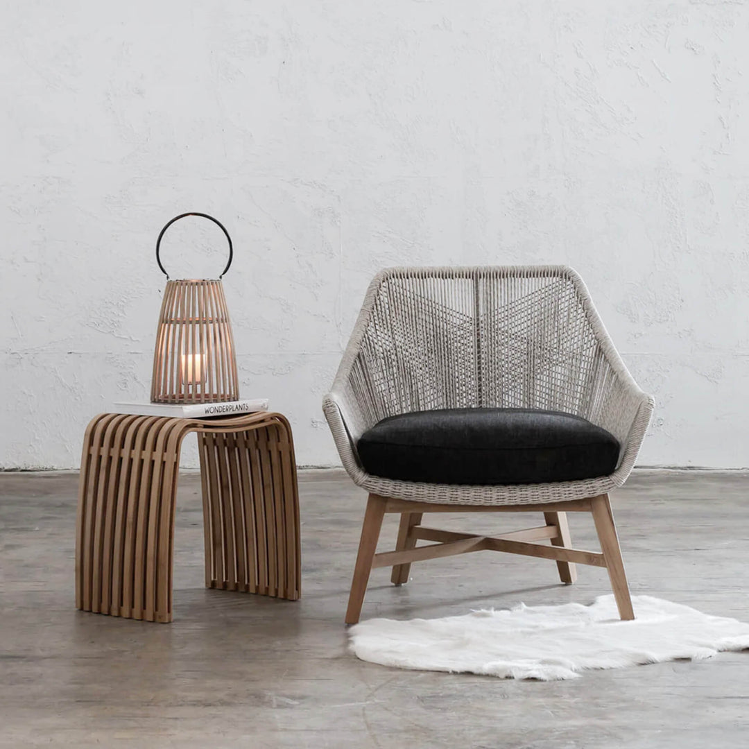 INIZIA WOVEN RATTAN INDOOR / OUTDOOR LOUNGE CHAIR | ASH GREY