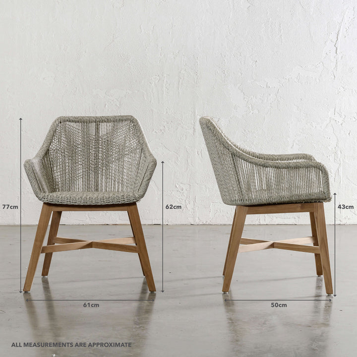 INIZIA WOVEN RATTAN INDOOR / OUTDOOR DINING CHAIR  |  BUNDLE + SAVE  |  ASH GREY | MEASUREMENTS