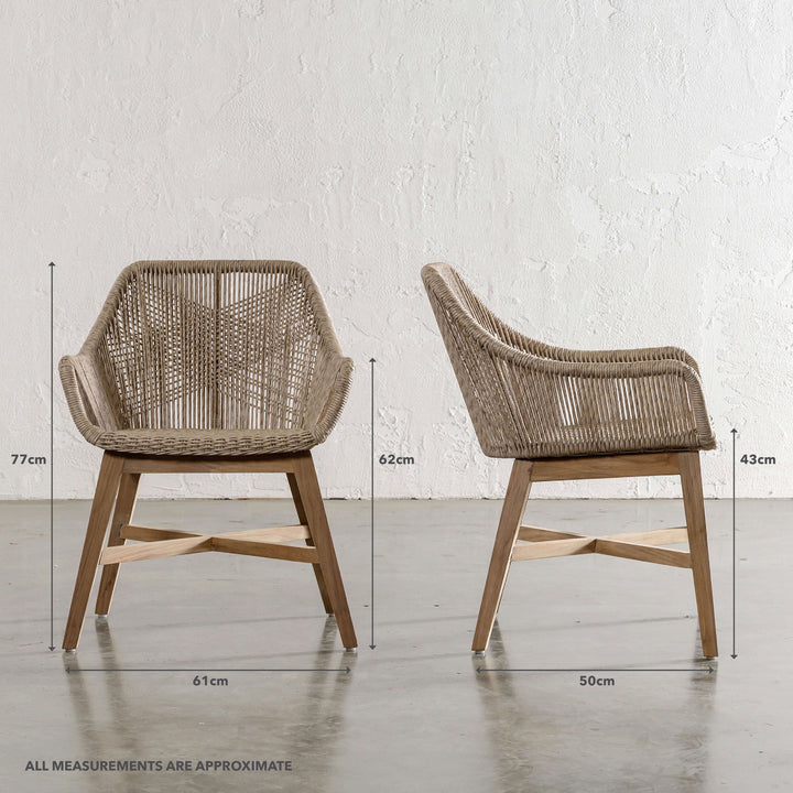 INIZIA WOVEN RATTAN INDOOR / OUTDOOR DINING CHAIR  |  BUNDLE + SAVE  |  BIRCH ASH | MEASUREMENTS