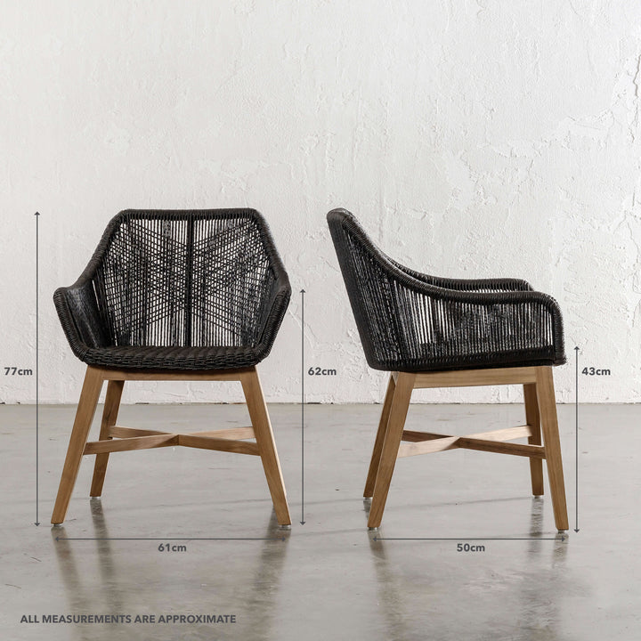 INIZIA WOVEN RATTAN INDOOR / OUTDOOR DINING CHAIR  |  BUNDLE + SAVE  |  MONUMENT BLACK | MEASUREMENTS