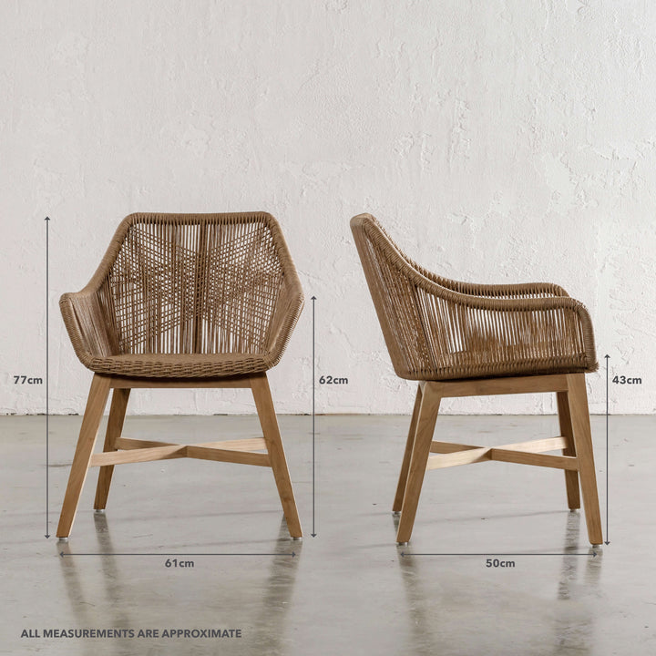 INIZIA WOVEN RATTAN INDOOR / OUTDOOR DINING CHAIR  |  BUNDLE + SAVE  |  WARM HUSK | MEASUREMENTS