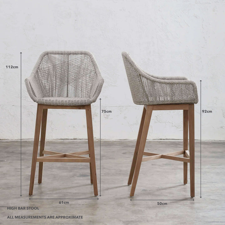 INIZIA WOVEN RATTAN INDOOR / OUTDOOR BAR CHAIRS  |  HIGH + LOW  |  ASH GREY